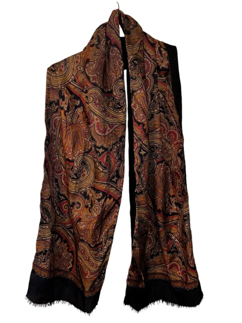 Paul fredrick RICH silk paisley wool backed scarf